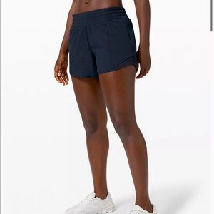 LuLu Lemon Navy Hotty Hot Running Shorts; 4; Worn Once